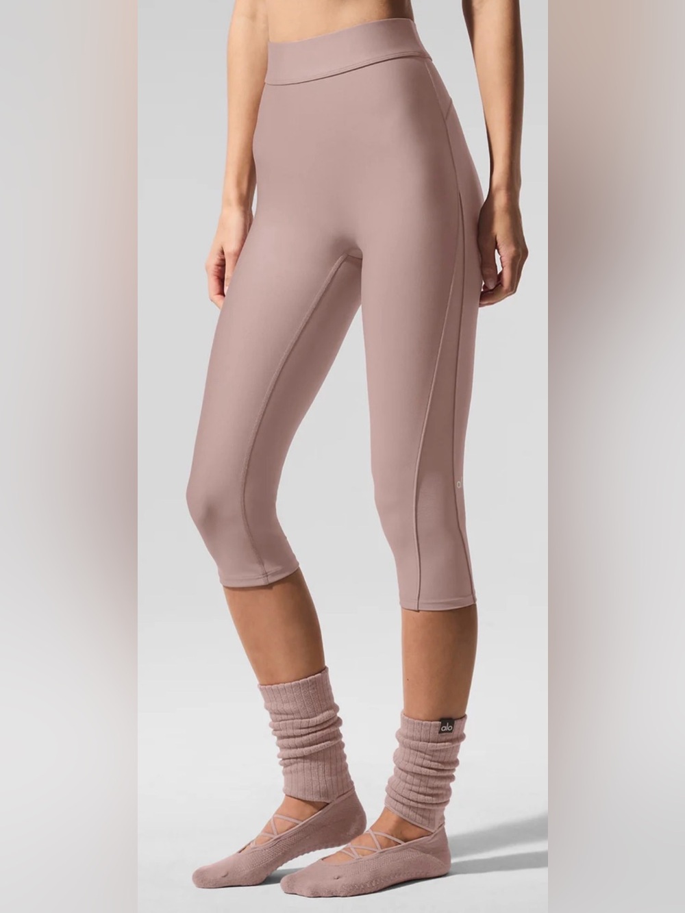 alo yoga Airlift Mesh High-Waist Just Right Capri XS TAUPE